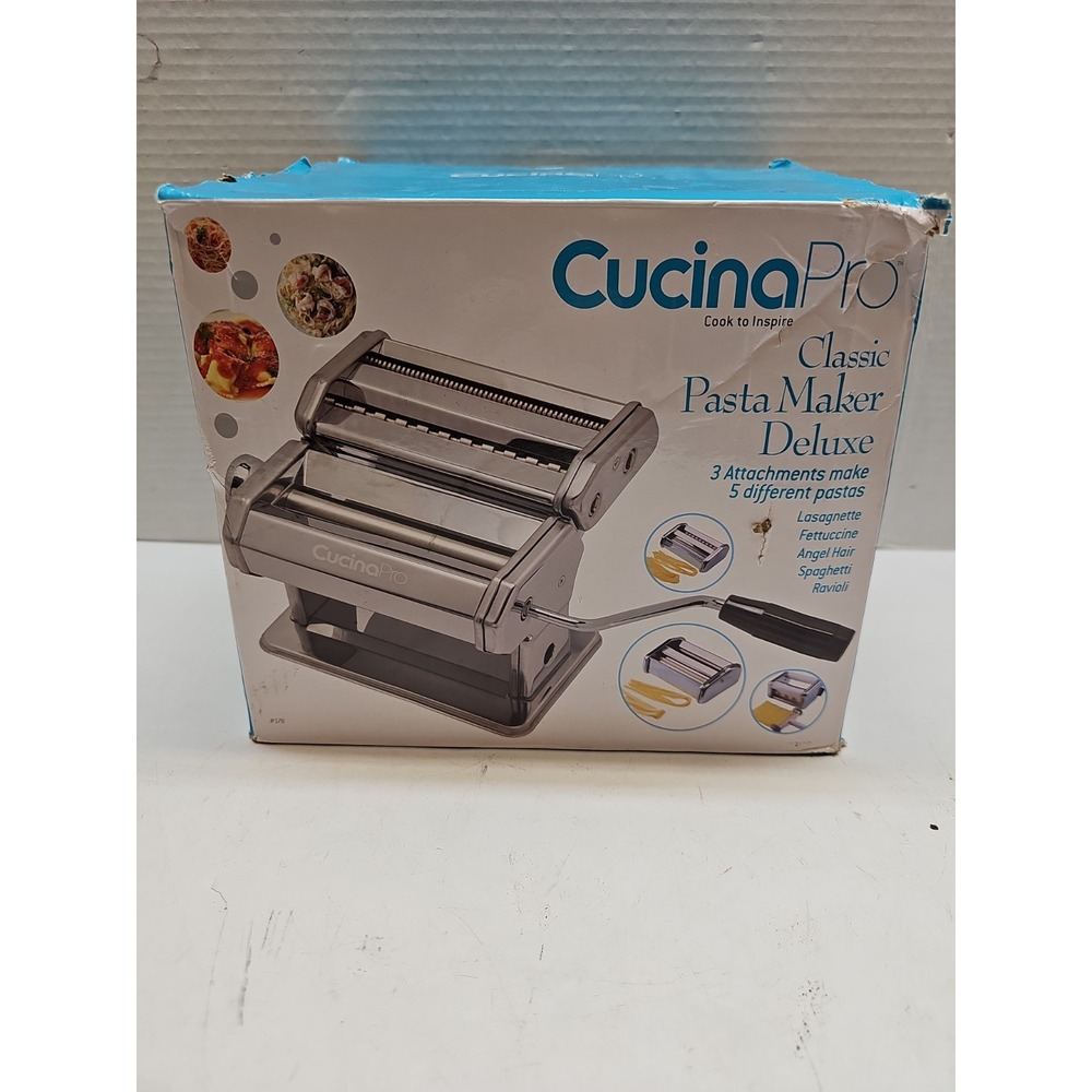 CucinaPro Pasta Maker Deluxe Set w/ 3 Attachments Stainless Steel Open Box